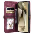 For Samsung Galaxy S25 5G Skin Feel Totem Embossed Leather Phone Case(Wine Red) - 3