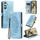 For Samsung Galaxy S25 5G Skin Feel Totem Embossed Leather Phone Case(Blue) - 1