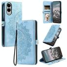 For Samsung Galaxy S25 Edge 5G Skin Feel Totem Embossed Leather Phone Case(Blue) - 1