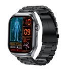 ET585 2.04 inch Steel Strap IP68 Waterproof Smart Watch, Support ECG / Blood Composition Measurement(Black) - 1