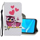 For OPPO A92 Colored Drawing Pattern Horizontal Flip Leather Case with Holder & Card Slots & Wallet(Owl) - 1