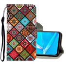 For OPPO A12E Colored Drawing Pattern Horizontal Flip Leather Case with Holder & Card Slots & Wallet(Rhombus) - 1