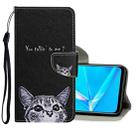 For OPPO A12 Colored Drawing Pattern Horizontal Flip Leather Case with Holder & Card Slots & Wallet(Cat) - 1