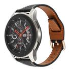 22mm T-shaped Starry Sky Style Litchi Texture Genuine Leather Watch Band(Black) - 1