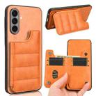 For Samsung Galaxy A36 5G Cow Pattern Sewing Card Bag Phone Case(Orange) - 1