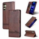 For Samsung Galaxy A16 5G AZNS Magnetic Calf Texture Flip Leather Phone Case(Dark Brown) - 1
