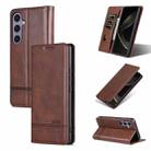 For Samsung Galaxy A56 5G AZNS Magnetic Calf Texture Flip Leather Phone Case(Dark Brown) - 1