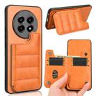 For Realme 13 Pro Cow Pattern Sewing Card Bag Phone Case(Orange) - 1