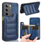 For Realme C75 Cow Pattern Sewing Card Bag Phone Case(Blue) - 1