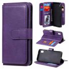 For Samsung Galaxy A10e Multifunctional Magnetic Copper Buckle Horizontal Flip Solid Color Leather Case with 10 Card Slots & Wallet & Holder & Photo Frame(Purple) - 1