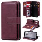 For Samsung Galaxy A20e Multifunctional Magnetic Copper Buckle Horizontal Flip Solid Color Leather Case with 10 Card Slots & Wallet & Holder & Photo Frame(Wine Red) - 1