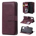 For Samsung Galaxy A21s Multifunctional Magnetic Copper Buckle Horizontal Flip Solid Color Leather Case with 10 Card Slots & Wallet & Holder & Photo Frame(Wine Red) - 1