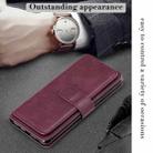 For Samsung Galaxy A21s Multifunctional Magnetic Copper Buckle Horizontal Flip Solid Color Leather Case with 10 Card Slots & Wallet & Holder & Photo Frame(Wine Red) - 4