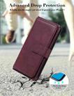 For Samsung Galaxy A21s Multifunctional Magnetic Copper Buckle Horizontal Flip Solid Color Leather Case with 10 Card Slots & Wallet & Holder & Photo Frame(Wine Red) - 7