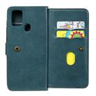 For Samsung Galaxy A21s Multifunctional Magnetic Copper Buckle Horizontal Flip Solid Color Leather Case with 10 Card Slots & Wallet & Holder & Photo Frame(Dark Green) - 8