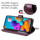 For Samsung Galaxy A21s Multifunctional Magnetic Copper Buckle Horizontal Flip Solid Color Leather Case with 10 Card Slots & Wallet & Holder & Photo Frame(Purple) - 6