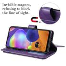 For Samsung Galaxy A31 / A315 Multifunctional Magnetic Copper Buckle Horizontal Flip Solid Color Leather Case with 10 Card Slots & Wallet & Holder & Photo Frame(Purple) - 6