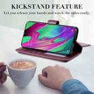 For Samsung Galaxy A40 Multifunctional Magnetic Copper Buckle Horizontal Flip Solid Color Leather Case with 10 Card Slots & Wallet & Holder & Photo Frame(Purple) - 3