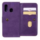 For Samsung Galaxy A40 Multifunctional Magnetic Copper Buckle Horizontal Flip Solid Color Leather Case with 10 Card Slots & Wallet & Holder & Photo Frame(Purple) - 8