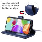 For Samsung Galaxy A41 Multifunctional Magnetic Copper Buckle Horizontal Flip Solid Color Leather Case with 10 Card Slots & Wallet & Holder & Photo Frame(Dark Blue) - 5