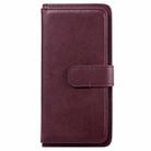 For Samsung Galaxy A50 Multifunctional Magnetic Copper Buckle Horizontal Flip Solid Color Leather Case with 10 Card Slots & Wallet & Holder & Photo Frame(Wine Red) - 2