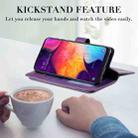 For Samsung Galaxy A50 Multifunctional Magnetic Copper Buckle Horizontal Flip Solid Color Leather Case with 10 Card Slots & Wallet & Holder & Photo Frame(Purple) - 3