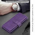For Samsung Galaxy A50 Multifunctional Magnetic Copper Buckle Horizontal Flip Solid Color Leather Case with 10 Card Slots & Wallet & Holder & Photo Frame(Purple) - 4