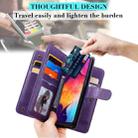For Samsung Galaxy A50 Multifunctional Magnetic Copper Buckle Horizontal Flip Solid Color Leather Case with 10 Card Slots & Wallet & Holder & Photo Frame(Purple) - 5