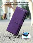 For Samsung Galaxy A50 Multifunctional Magnetic Copper Buckle Horizontal Flip Solid Color Leather Case with 10 Card Slots & Wallet & Holder & Photo Frame(Purple) - 7
