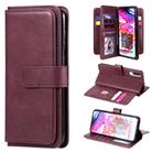For Samsung Galaxy A70 Multifunctional Magnetic Copper Buckle Horizontal Flip Solid Color Leather Case with 10 Card Slots & Wallet & Holder & Photo Frame(Wine Red) - 1