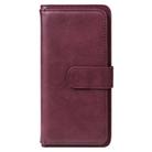 For Samsung Galaxy A70 Multifunctional Magnetic Copper Buckle Horizontal Flip Solid Color Leather Case with 10 Card Slots & Wallet & Holder & Photo Frame(Wine Red) - 2