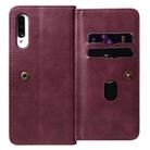 For Samsung Galaxy A70 Multifunctional Magnetic Copper Buckle Horizontal Flip Solid Color Leather Case with 10 Card Slots & Wallet & Holder & Photo Frame(Wine Red) - 8