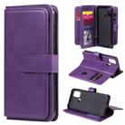 For Samsung Galaxy M31 Multifunctional Magnetic Copper Buckle Horizontal Flip Solid Color Leather Case with 10 Card Slots & Wallet & Holder & Photo Frame(Purple) - 1