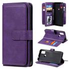 For Samsung Galaxy M51 Multifunctional Magnetic Copper Buckle Horizontal Flip Solid Color Leather Case with 10 Card Slots & Wallet & Holder & Photo Frame(Purple) - 1