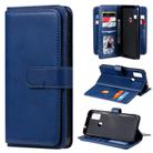 For Samsung Galaxy M51 Multifunctional Magnetic Copper Buckle Horizontal Flip Solid Color Leather Case with 10 Card Slots & Wallet & Holder & Photo Frame(Dark Blue) - 1