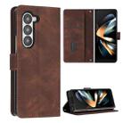 For Samsung Galaxy Z Fold6 Dream Triangle Folding Leather Phone Case with Lanyard(Brown) - 1