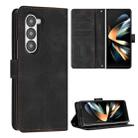 For Samsung Galaxy Z Fold6 Dream Triangle Folding Leather Phone Case with Lanyard(Black) - 1