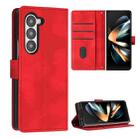 For Samsung Galaxy Z Fold5 Dream Triangle Folding Leather Phone Case with Lanyard(Red) - 1