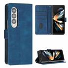 For Samsung Galaxy Z Fold4 Dream Triangle Folding Leather Phone Case with Lanyard(Blue) - 1