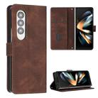 For Samsung Galaxy Z Fold4 Dream Triangle Folding Leather Phone Case with Lanyard(Brown) - 1