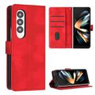 For Samsung Galaxy Z Fold4 Dream Triangle Folding Leather Phone Case with Lanyard(Red) - 1