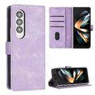 For Samsung Galaxy Z Fold4 Dream Triangle Folding Leather Phone Case with Lanyard(Purple) - 1