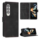 For Samsung Galaxy Z Fold4 Dream Triangle Folding Leather Phone Case with Lanyard(Black) - 1