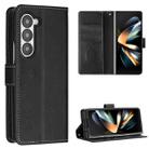 For Samsung Galaxy Z Fold6 Stitching Calf Texture Buckle Folding Leather Phone Case(Black) - 1