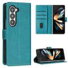 For Samsung Galaxy Z Fold6 Stitching Calf Texture Buckle Folding Leather Phone Case(Green) - 1