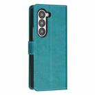 For Samsung Galaxy Z Fold6 Stitching Calf Texture Buckle Folding Leather Phone Case(Green) - 3