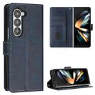 For Samsung Galaxy Z Fold6 Stitching Calf Texture Buckle Folding Leather Phone Case(Blue) - 1