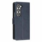 For Samsung Galaxy Z Fold6 Stitching Calf Texture Buckle Folding Leather Phone Case(Blue) - 3