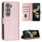 For Samsung Galaxy Z Fold6 Stitching Calf Texture Buckle Folding Leather Phone Case(Rose Gold) - 1