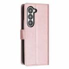 For Samsung Galaxy Z Fold6 Stitching Calf Texture Buckle Folding Leather Phone Case(Rose Gold) - 3